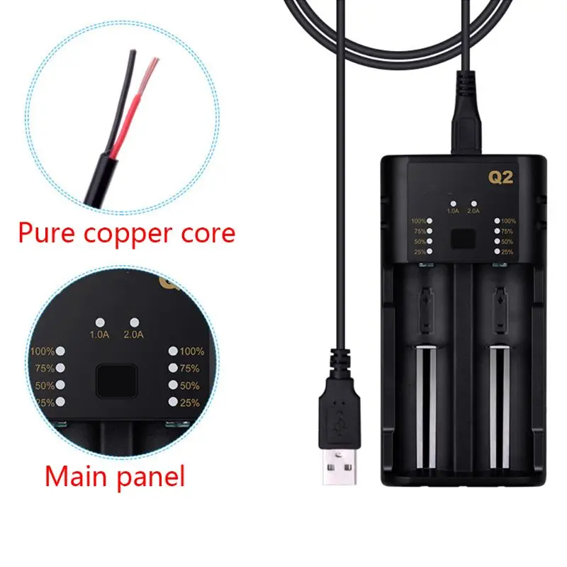 2 2 слота USB быстрое зарядное устройство для 18650 20700 21700 26650 18350 10500 AA/AAA перезаряжаемый литиевый