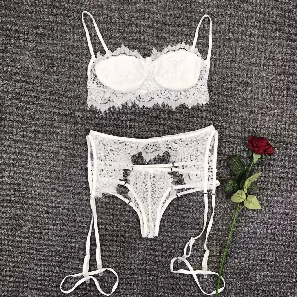 

Yuyuyu Lace Sheer Garter Sexy Lingerie Set Women Intimates 2019 Underwire See Through Bra And Thongs Underwear Setsl For Lady