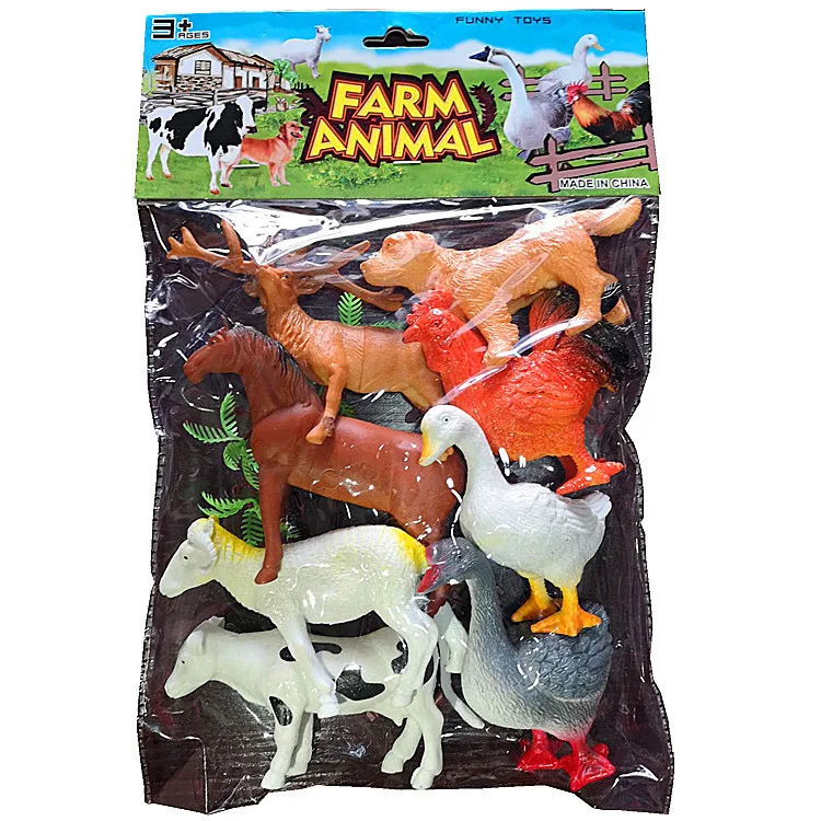 

Children Model Soft Silcone Animal Model Cartoon 8-Packaged Combination Soft Rubber Animal Toy Soft Silcone Goose Hourse And Dee