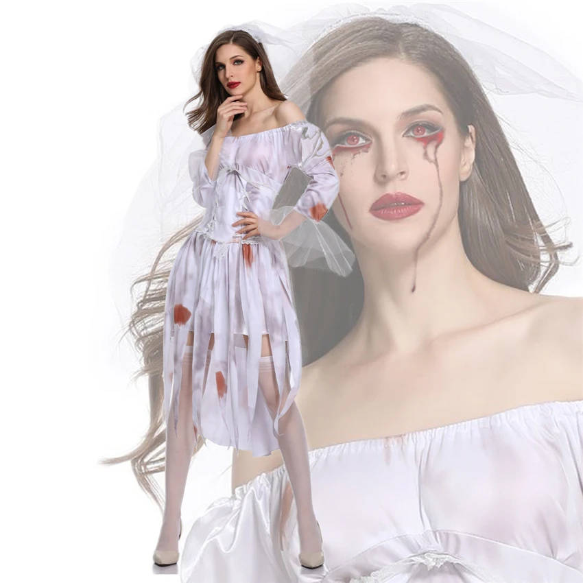 Костюмы на Хэллоуин для сестры, кровавая невеста, дьявол, страшные вечерние костюмы вампира-трупа, сценическая одежда, нарядное платье с