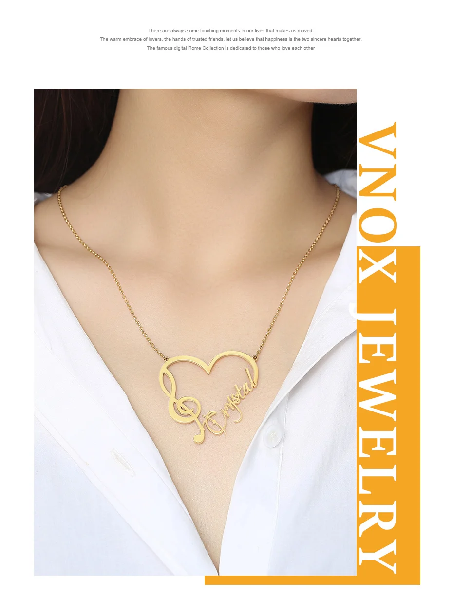 Personalisierter, eleganter Anhänger Herz, Violinschlüssel und eigenen Namen