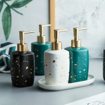 

Marbling Ceramic Hand Sanitizer Storage Bottle Bathroom Toilet Lotion Bottle Shampoo Shower Gel Bottle Pressing