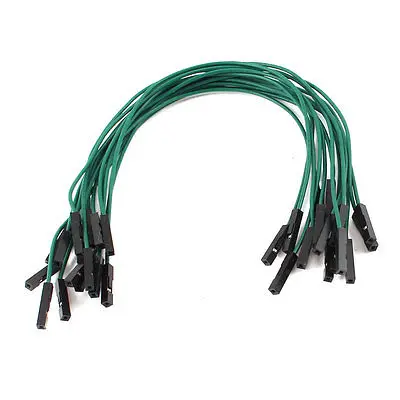 

15 Pcs 20cm Length Double Head 1pin Female Jack Connector Jumper Cable Green