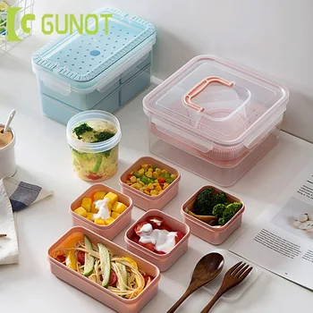 

GUNOT Portable Lunch Box Heated Lunchbox For Children Food Storage Container With Compartment Thermal 2 Layers Bento Box For Kid