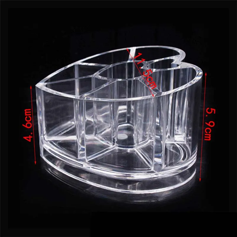 Fashion Clear Acrylic Heart Lipstick Holder Display Stand Cosmetic Organizer Makeup Case Sundry Storage Makeup Organizer Box 3