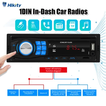 

Hikity 1DIN Car Radios Stereo Remote Control Digital Bluetooth Audio Music Mp3 Player USB/SD/AUX-IN with Bluetooth and FM