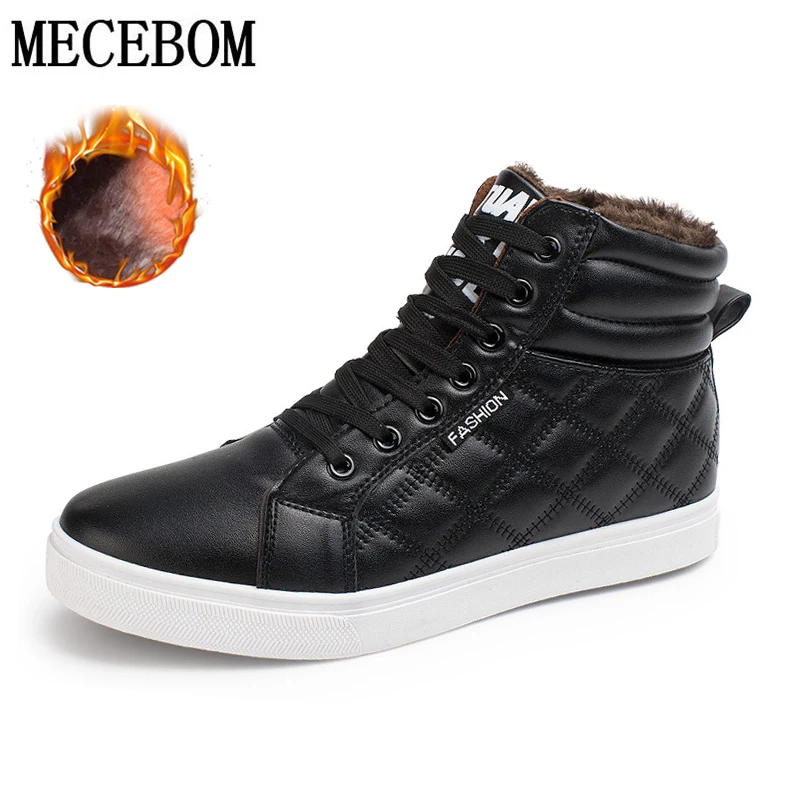 

Man Shoes Lace-up High Top Solid Color Keep Warm Cotton Shoes High Quality Plush Cold-resistant Fashion Men's Shoes