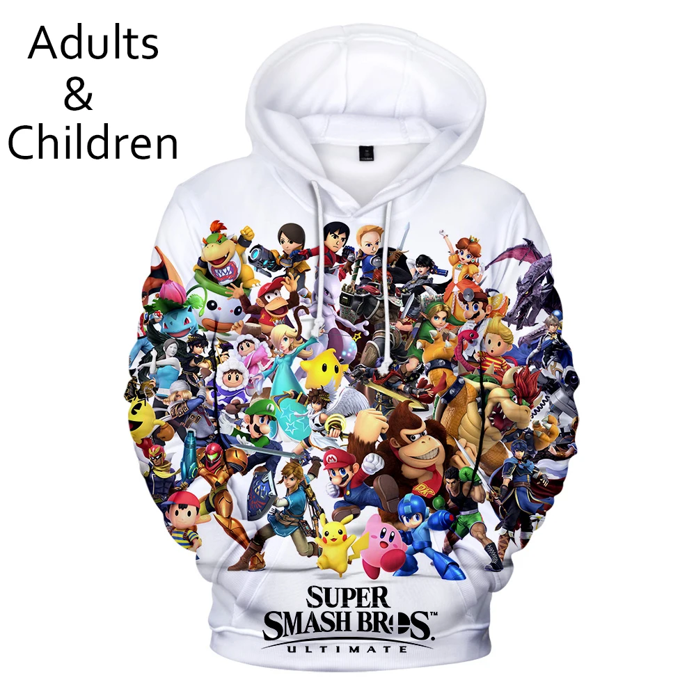 3D printed Super Smash Bros. Ultimate hoodies Men Women Sweatshirts Kids Pullovers Autumn Casual 3D boys girls suitable Hooded