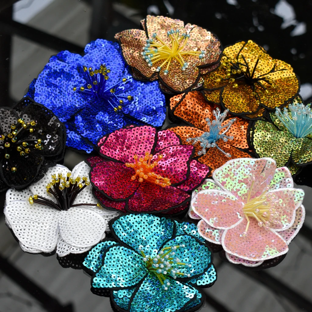 Description Picture 6 of itemHandmade Beads Embroidery Flower Colorful Sequins Patch Cloth Decorated With DIY Auxiliary Material Large Repair Hole Applique