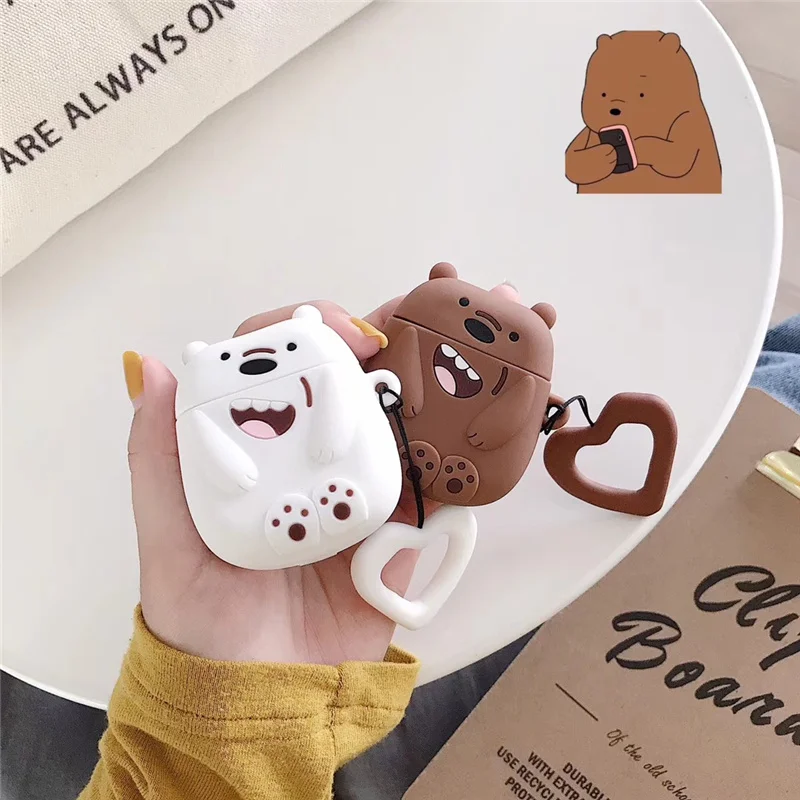 

Cartoon Animal Earphone Case For Airpods 2 Case Silicone Cute Bluetooth Protect Cover Charging Bags Box With Finger Ring Strap