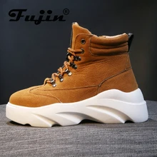 Fujin Brand New Autumn Winter Shoes Women Flat Plush Winter Womens Black Short Warm Boot Fashion Thick Bottom Platform Shoes