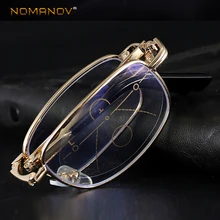 NOMANOV = портативные складные прогрессивные многофокусные очки из сплава для дальнозоркости и дальнего добавления+ 75 100 150 175 200 до 350