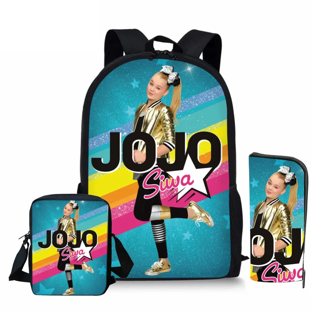 

ThiKin 3pcs/set School Bag Set Superstar JOJO Siwa Girl Backpack Custom Schoolbags for Teenage Boys Students Bag Back