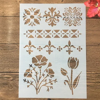 

A4 29cm Flower Line Edge DIY Layering Stencils Painting Scrapbook Coloring Embossing Album Decorative Paper Card Template
