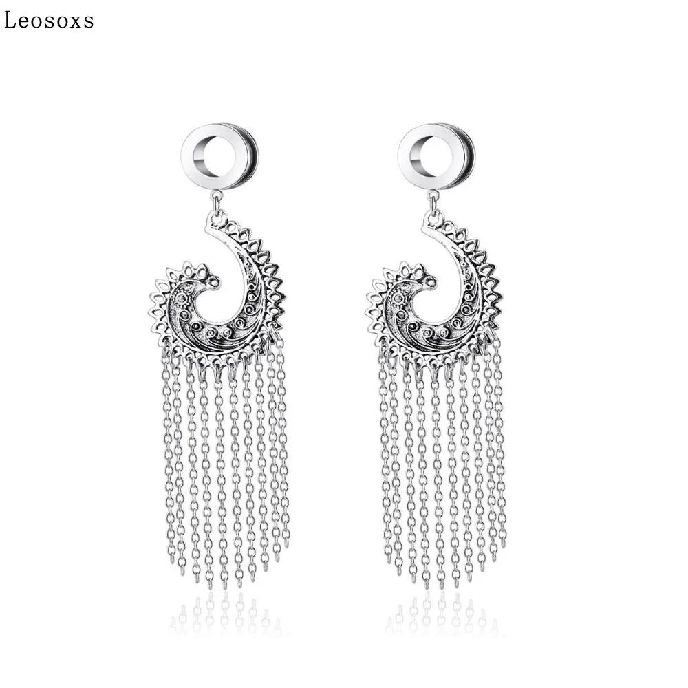 

Leosoxs 2 Pcs New Style Auricle, Stainless Steel Ring Exaggerated Pendant Ear Expander, Human Body Piercing Ear Expander