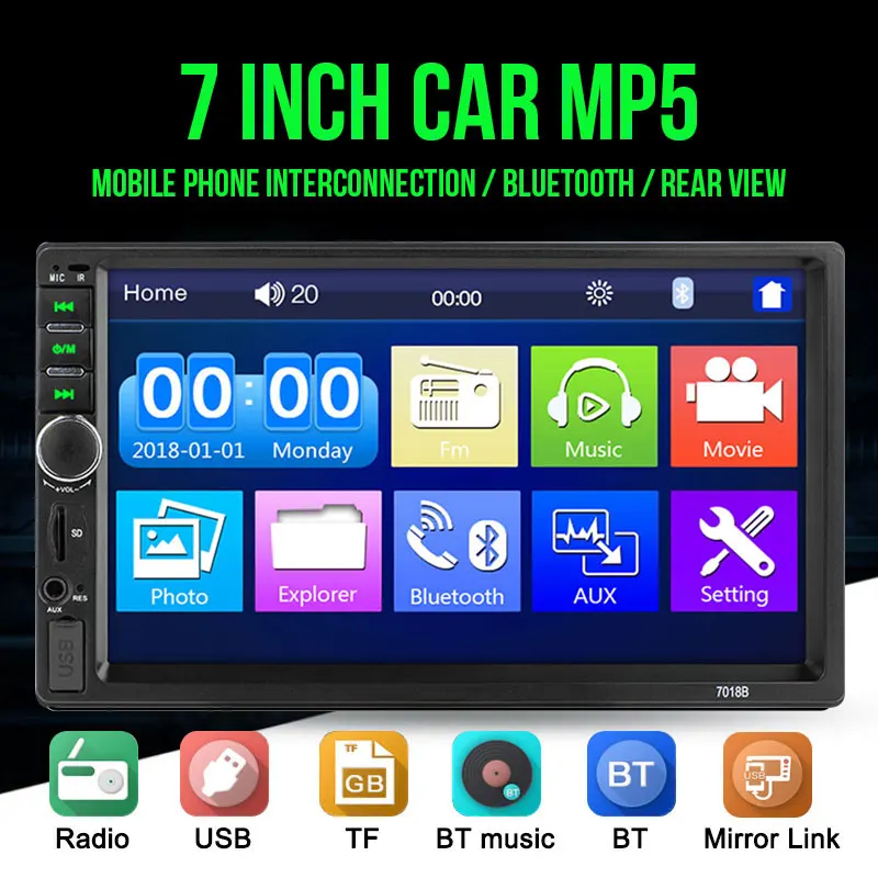 FM/USB/AUX Автомобильный Bluetooth MP5 Универсальный TF Авто MP5 плеер для автомобильной стерео Прямая