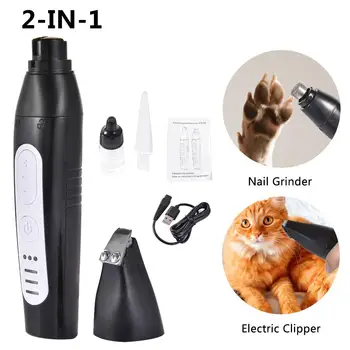 

2-in-1 Dog Nail Grinder Pet Electric Clippers Adjustable Power 3-Speed Pet Nail Trimmer Pet Hair Remover For Dogs Cats Supplies