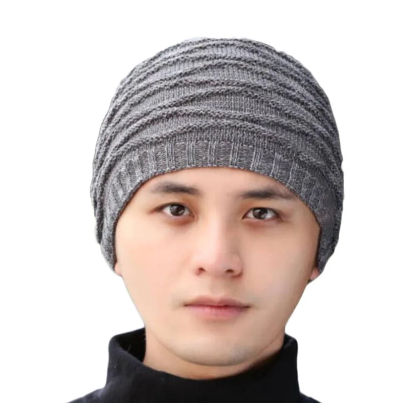 Шапка бини мужская зимняя водонепроницаемая рябь Beanie Мужская s трикотажный свитер шапки плюс бархатная утолщенная шапка бини мужские шапки