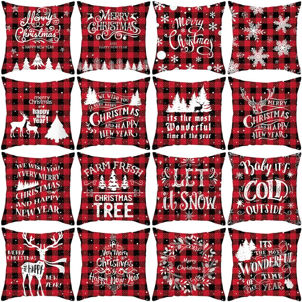 

Luanqi 17'' Xmas Red PillowCase Christmas Decoration For Home Cushion Cover Santa Claus Noel 2020 Cushion Cover Decor Natal 2021