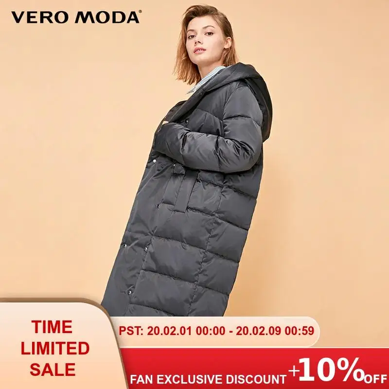 Vero Moda пуховик женский Женский глянцевый длинный на пуговицах с капюшоном |