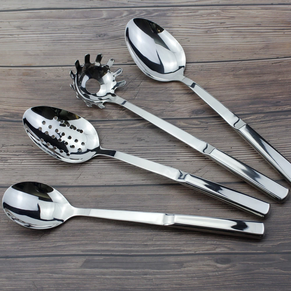 Recommended Cooking Utensils 18/8 Stainless Steel Plump Handle Perfect Mirror Polish Kitchenware Ladle/Spatula/Skimmer Cookware