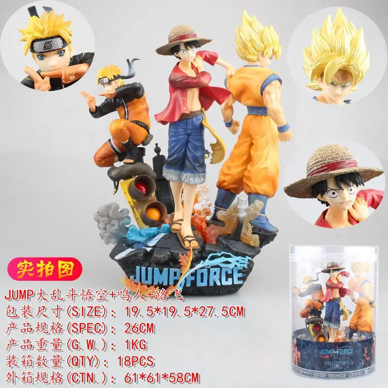 

One Piece Jump Disorderly Bucket Sun Wukong Naruto Uzumaki Naruto Luffy Big Three Statue Garage Kit