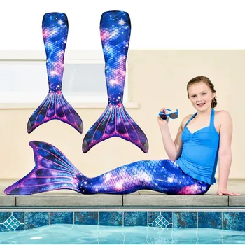 

4-10Years Little Mermaid Swimming Suit Kids Halloween Party Cosplay Swimmable Mermaid Tail Bathing suit Children Adult Swimsuit