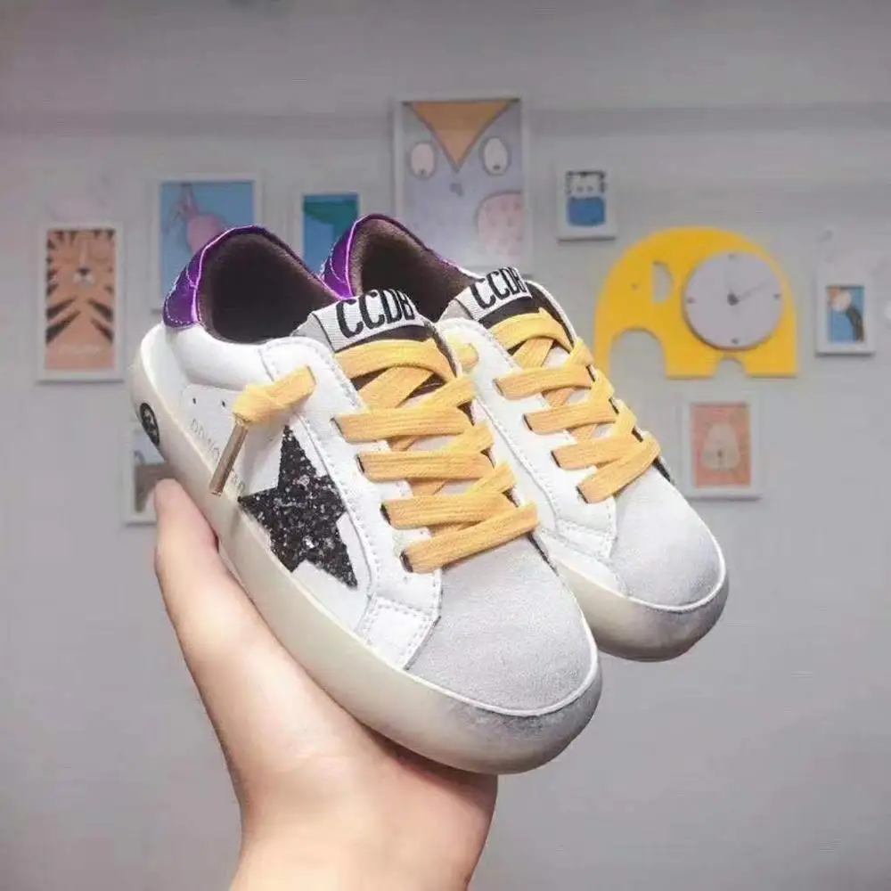 Purple plus velvet Детская обувь; Новинка года; зимняя модная повседневная обувь; детская спортивная обувь со звездами - Цвет: Purple plus velvet