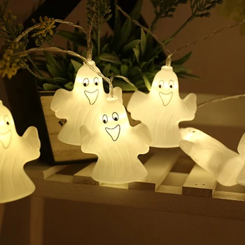 

QYJSD Halloween Decor 30LED Light String Cute Ghost Skull Lights Outdoor Garland for Halloween Fairy Christmas Tree Decoration