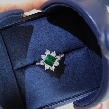 

2020 new Women vintage square Zircon stone 100% real 925 sterling silver Ring cute jewelry for Anniversary