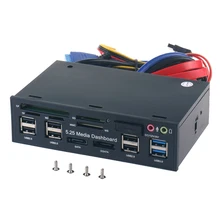 Многофункциональный 5,2" компьютерный ПК медиа панель передняя панель с SATA eSATA USB 3,0 2,0 концентратор 5в1 кардридер Mic Аудио порты