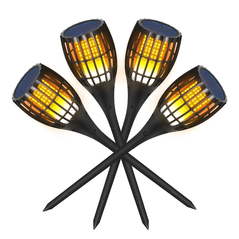 Solar Powered Flame Lights Square Backyard Household Accessory Lighting Fixture Lawn Light Bright 30LM