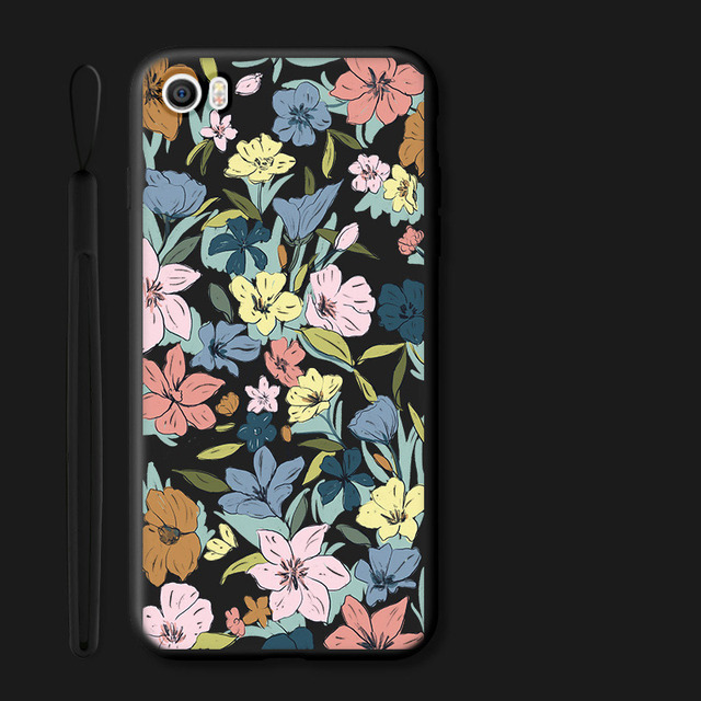 For Xiaomi Mi 5 case Silicone mi5 Protector Daisy Flower XM Rose Mobile phone cover For Xiaomi mi 5 back Cover Black Shell