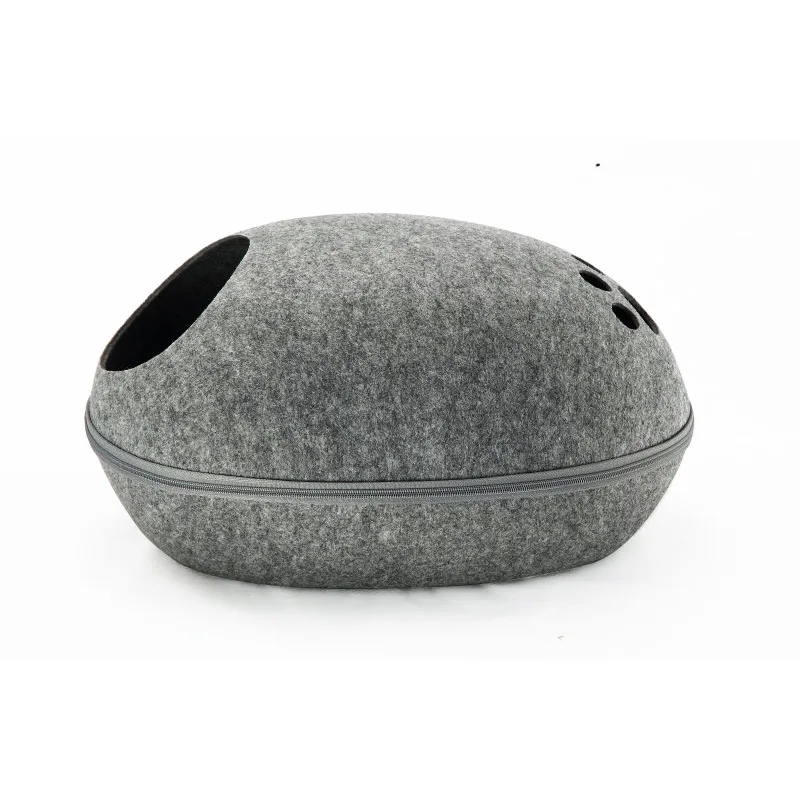 gray Яйцо форма собака кошка кровать спальный мешок для домашних животных молния войлочная ткань теплый домик для домашнего питомца кошка гнездо с Отделяемая Подушка Мат 2 формы - Цвет: gray