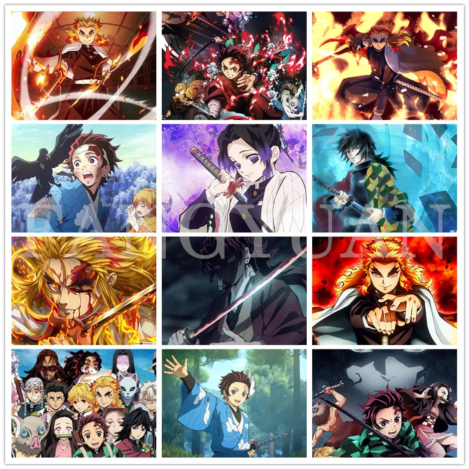 Demon Slayer Diamond Painting Home Decoration Art 5D Diy Japanese Anime Cross Stitch Mosaic Rhinestone Embroidery Wall Pictures