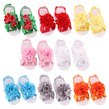 

8PCS Colorful Foot Bands Beautiful Baby Infant Girls Flower Foot Ties Barefoot Sandals Shoes Photo Props (Random Color)