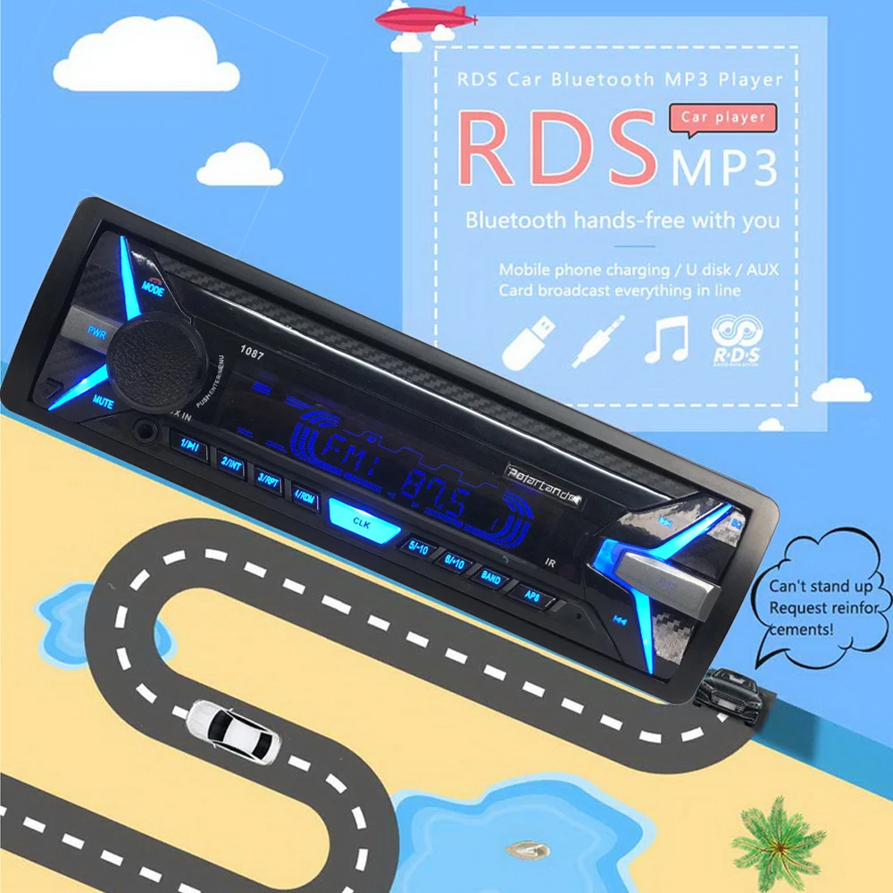 Car Radio Player Audio Stereo Music Player Car Kit InDash FM Stereo RDS Audio Din AUX/SD/USB