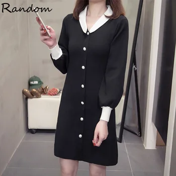

Plus Size 2020 Autumn Winter Vintage 90S Sweater Dress Women Knitted Long Sleeve Fashion Office Big Black Party A Line Vestidos