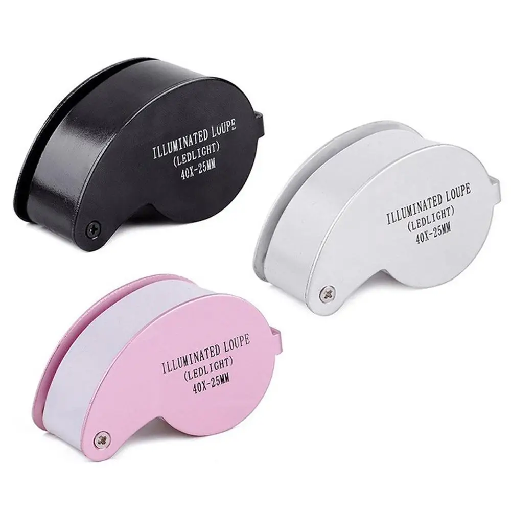 

Hot 40x25mm Jewelers Eyes Optical Magnifier Magnifying Glass LED Light Mini Magnifying Glass Plastic Hand Lens Lupa Gift