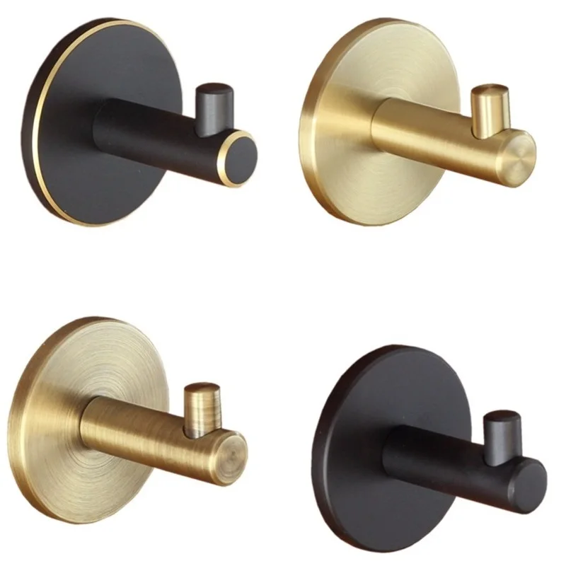 Brushed Gold Brass Coat Hook Wall Mount Towel/Robe Clothes Hook for Bath Kitchen 