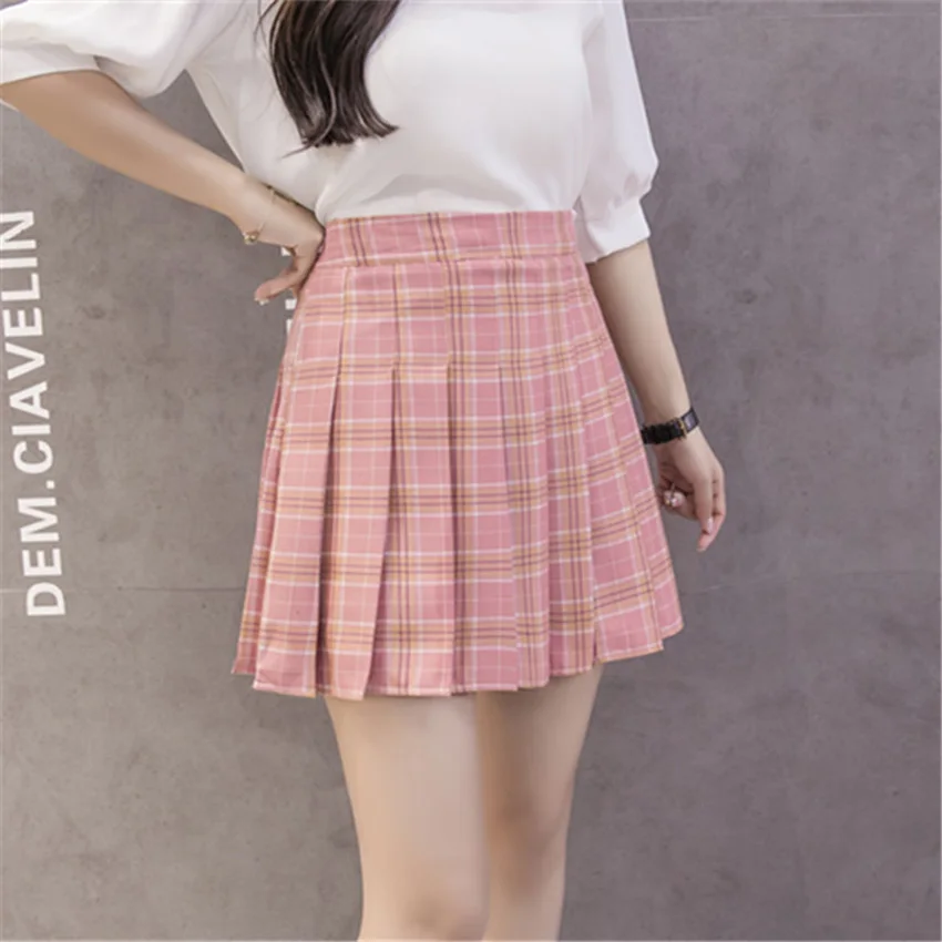 6Colors Korea Japanese Girls Pleated Skirts Student School Uniform Hight Waist A-Line Plaid Skirt Sexy JK Uniforms for Woman - Цвет: Color5