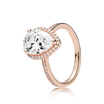 

100% 925 sterling silver 186251cz radiant pink tear luxury ring sweet charm feminine gifts original jewels
