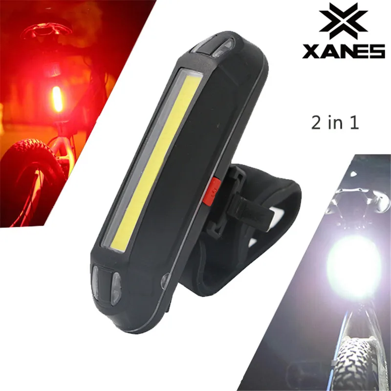 Светодиодный велосипедный фонарь XANES 2 в 1 500LM Перезаряжаемый USB Предупреждение