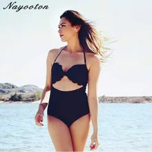 В свободном доступе! Женский сдельный купальник с вырезами спереди и высокой талией, купальник с бретелькой через шею, топ с пуш-ап, монокини, пляжный купальный костюм, Большой размер