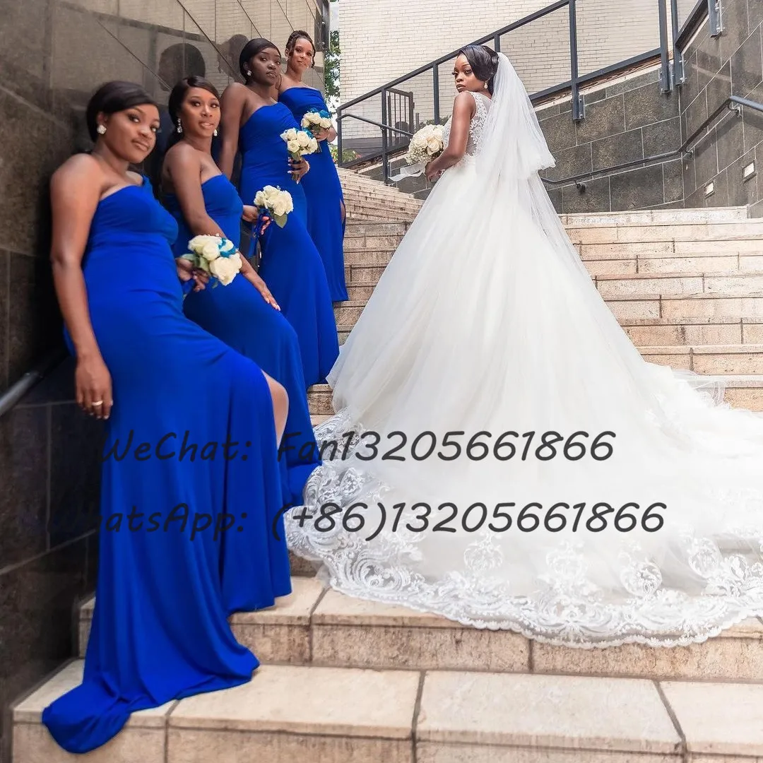 One Shoulder Royal Blue Bridesmaid Dresses One Shoulder Minimalist Sheath/Column Stretch Satin Long Bridesmaid Dress