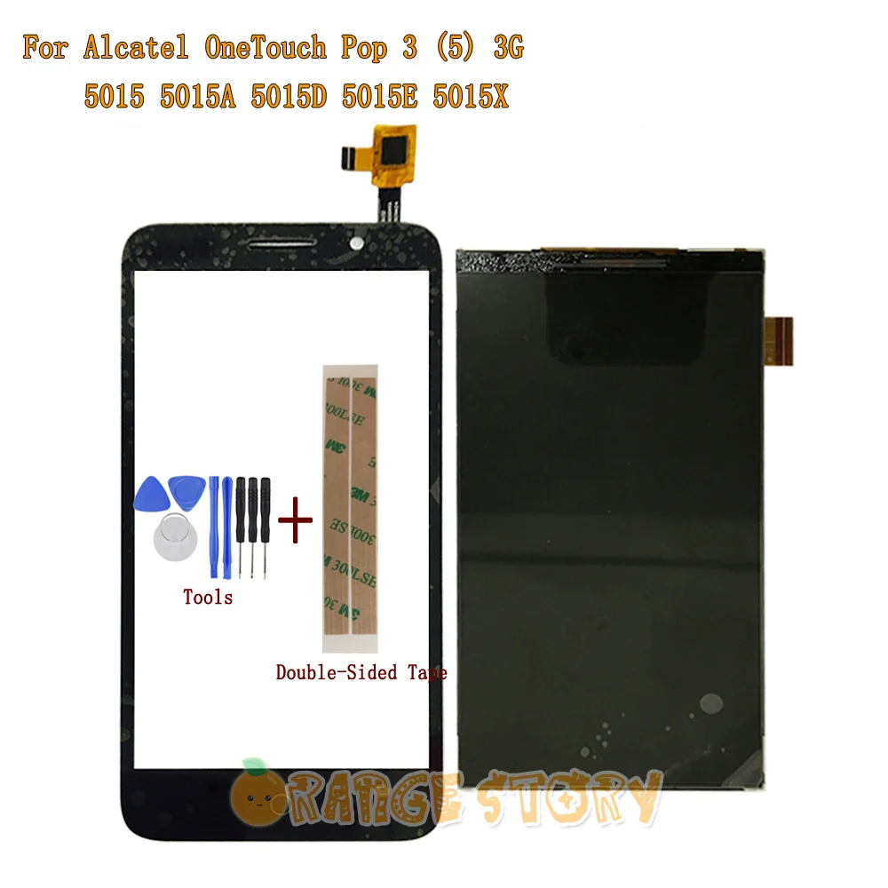 

New Replacement Monitor Glass For Alcatel One Touch Pop 3 (5) 5015 5015D 5015A LCD Display Touch Screen Digitizer Lens + Tools