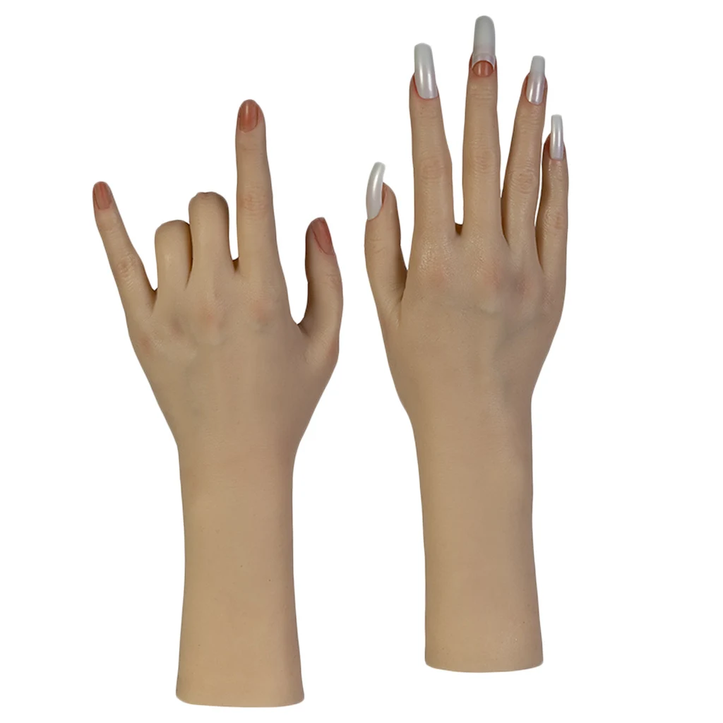 Female Flexible Soft Mannequin Model Hands for Tattoo Practice, Nail Rings Watch Display, Art Drawing
