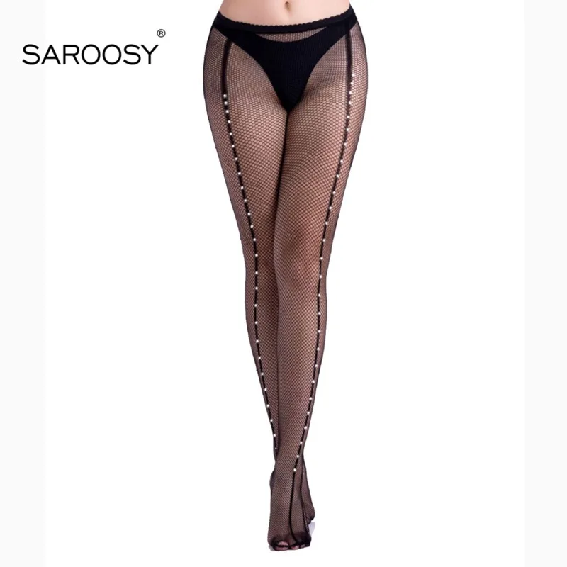 SAROOSY Колготки в сетку женские чулки сексуальные блестящие стразы колготки тонкие