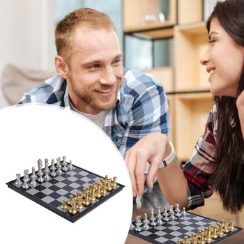 

Lightweight Folding Chess Set Professional Match Board Leisure Training Toys Board Games Gifts for Children Gold Silver