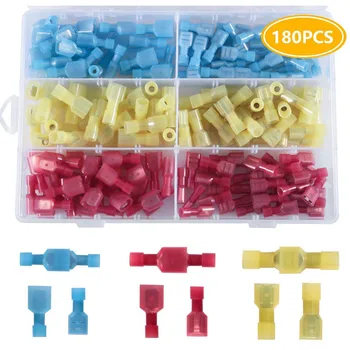 

180pcs Heat Shrink Wire Connector Kit Electrical Insulated Crimp Ring Butt Spade Waterproof Marine Automotive Terminals
